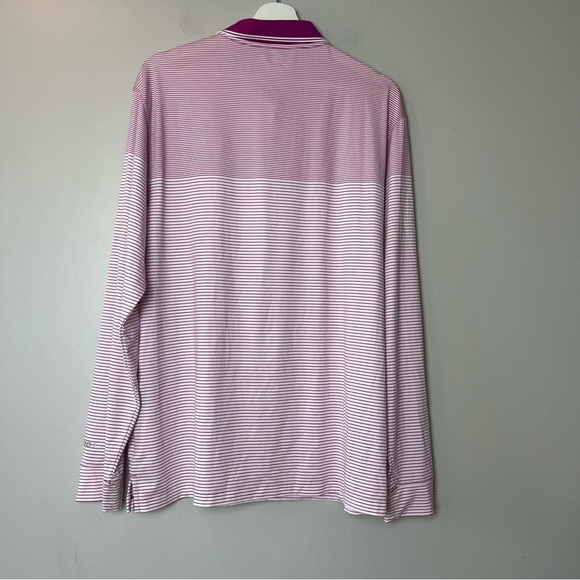 Coolibar UV Protected Long Sleeve Pink Striped Polo Sun Shirt Large - Picture 2 of 8